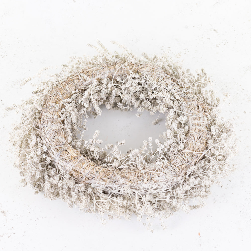 Wreath, Linen Herb, Preserved, Misty White, 45cm