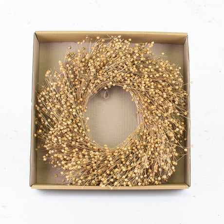 Flax Wreath, Dried, Natural, 36cm Diameter