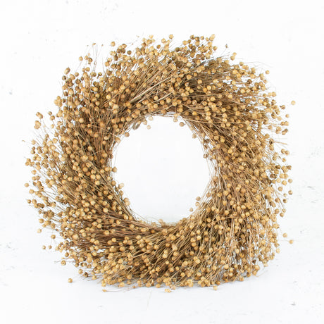 Flax Wreath, Dried, Natural, 36cm Diameter