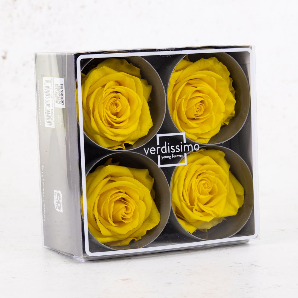 Rose Heads Preserved Prem. Bright Yellow Box 4