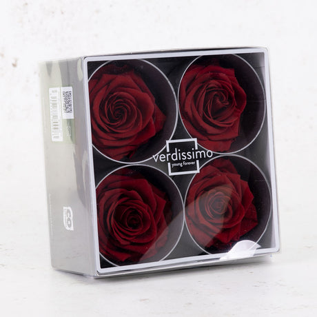Rose Heads, Preserved, Premium, Burgundy, Box 4
