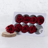 Rose Heads, Preserved, Medium, Burgundy, Box 8
