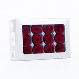 Rose Heads, Preserved, Mini, Burgundy, Box 12