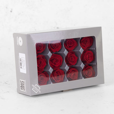 Rose Heads, Preserved, Mini, Red, 12