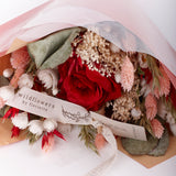 Romantic Bouquet, Red Rose, Dried and Silk Bouquet