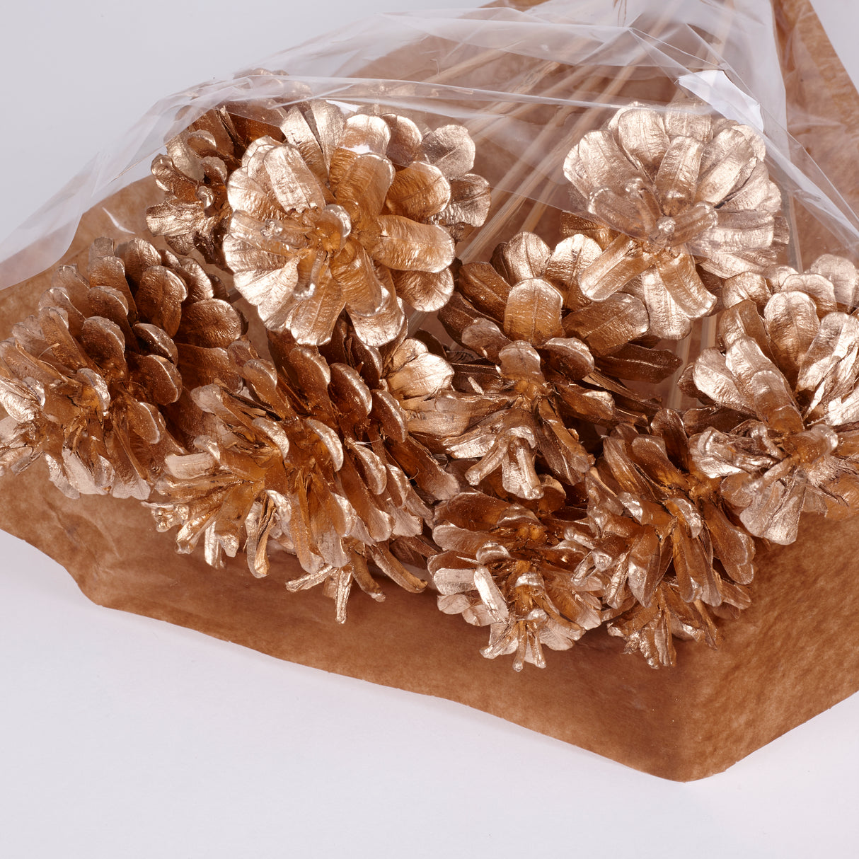 Pine cone on Pick, Gold, Bunch x 12