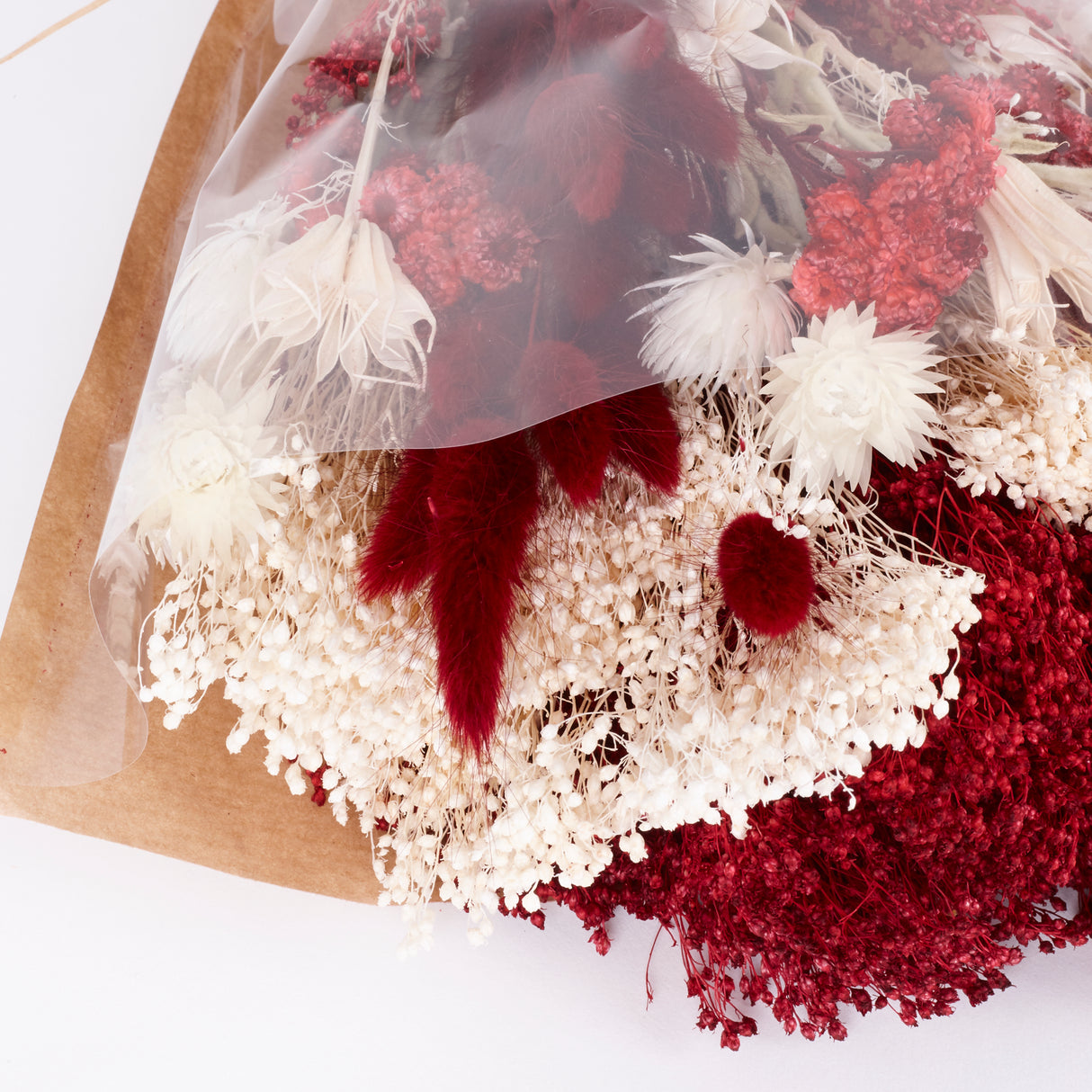 Fantasy Vertical, Dried & Bleached Bouquet, Burgundy, Medium