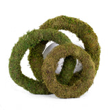 Trio of different sized moss covered wreath bases