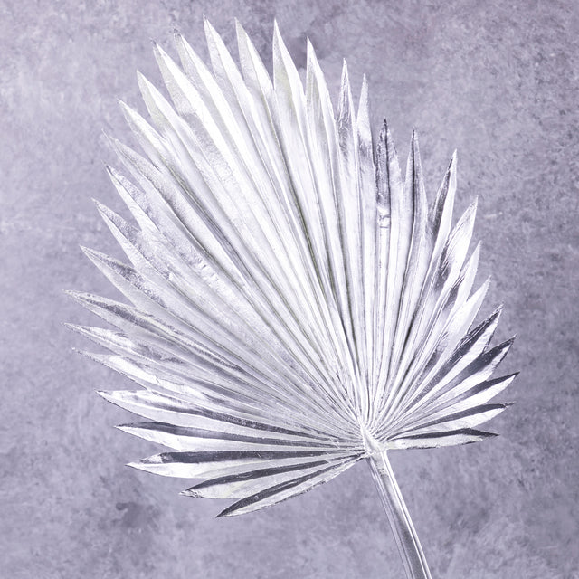 Palm Leaf XL, Metallic Silver, 96cm, Artificial
