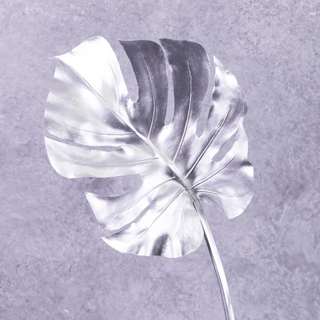 Monstera Leaf XL, Metallic Silver, 80cm, Artificial