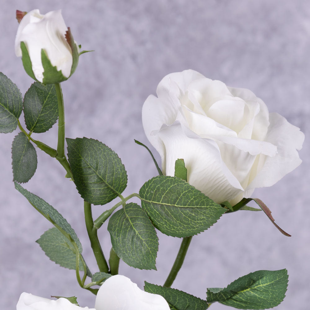 Rose Spray, 'Ever Bloom', White, 75cm, Faux