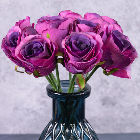 Rose, Artificial, Dark Purple, 9 Stem Bunch