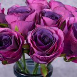 Rose, Dark Purple, 9 Stem Faux Bunch