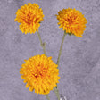 A single faux sunflower stem with 3 flower heads in rich yellow