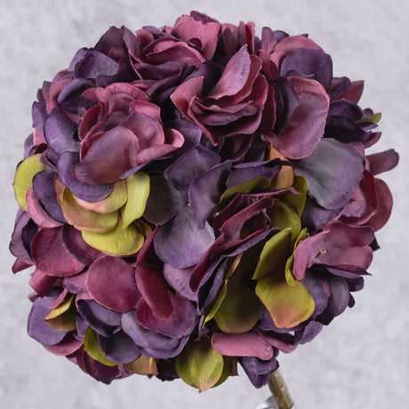 Hydrangea Stem, (Silk-ka), Dark Burgundy, 64cm