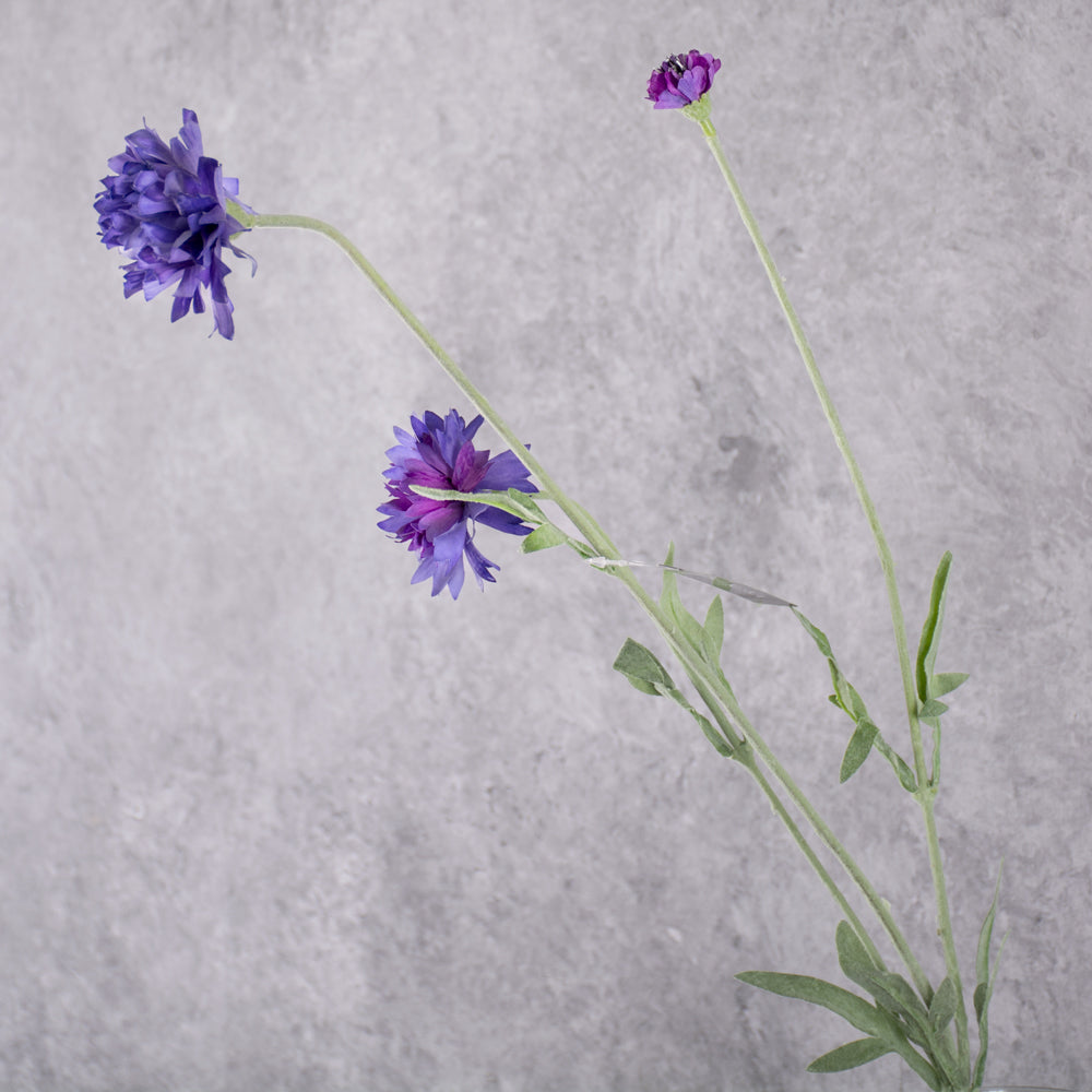 Faux Cornflower Spray, Lavender, 65cm - Silk-ka