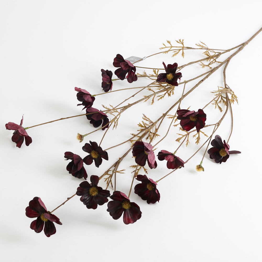 Cosmos Spray (Silk-ka), Artificial, Burgundy, Real Touch, 104cm