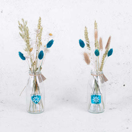 Milk Bottle Bud Vases, Glass, Sweetheart, Set x 6
