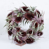 Chardon wreath, Dried, red, 30cm