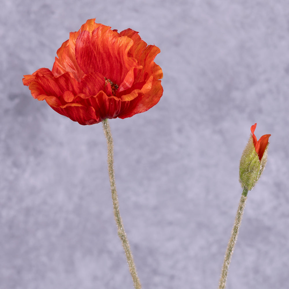 Faux Papaver, Dark Orange, 65cm