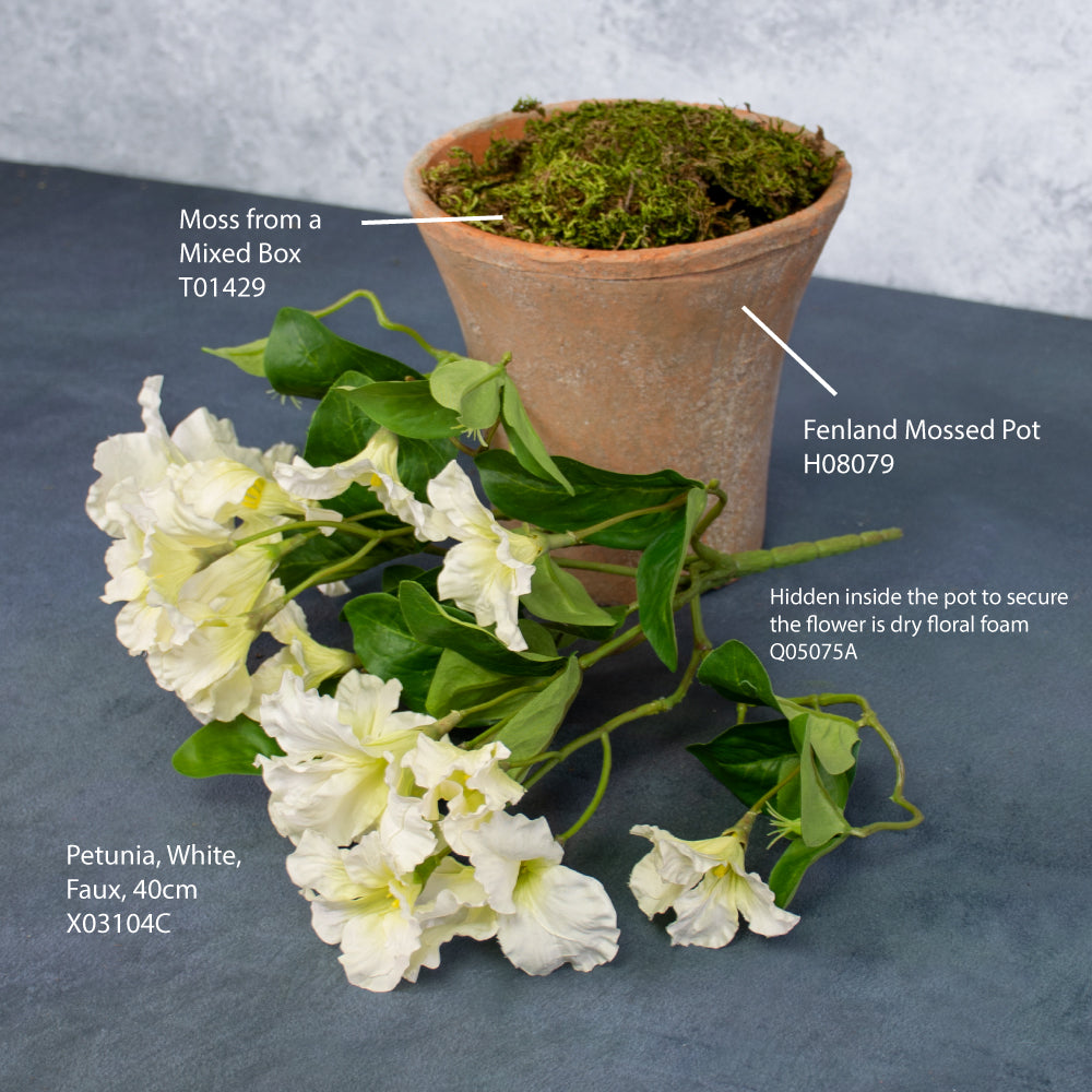 Petunia, White, Faux, 40cm