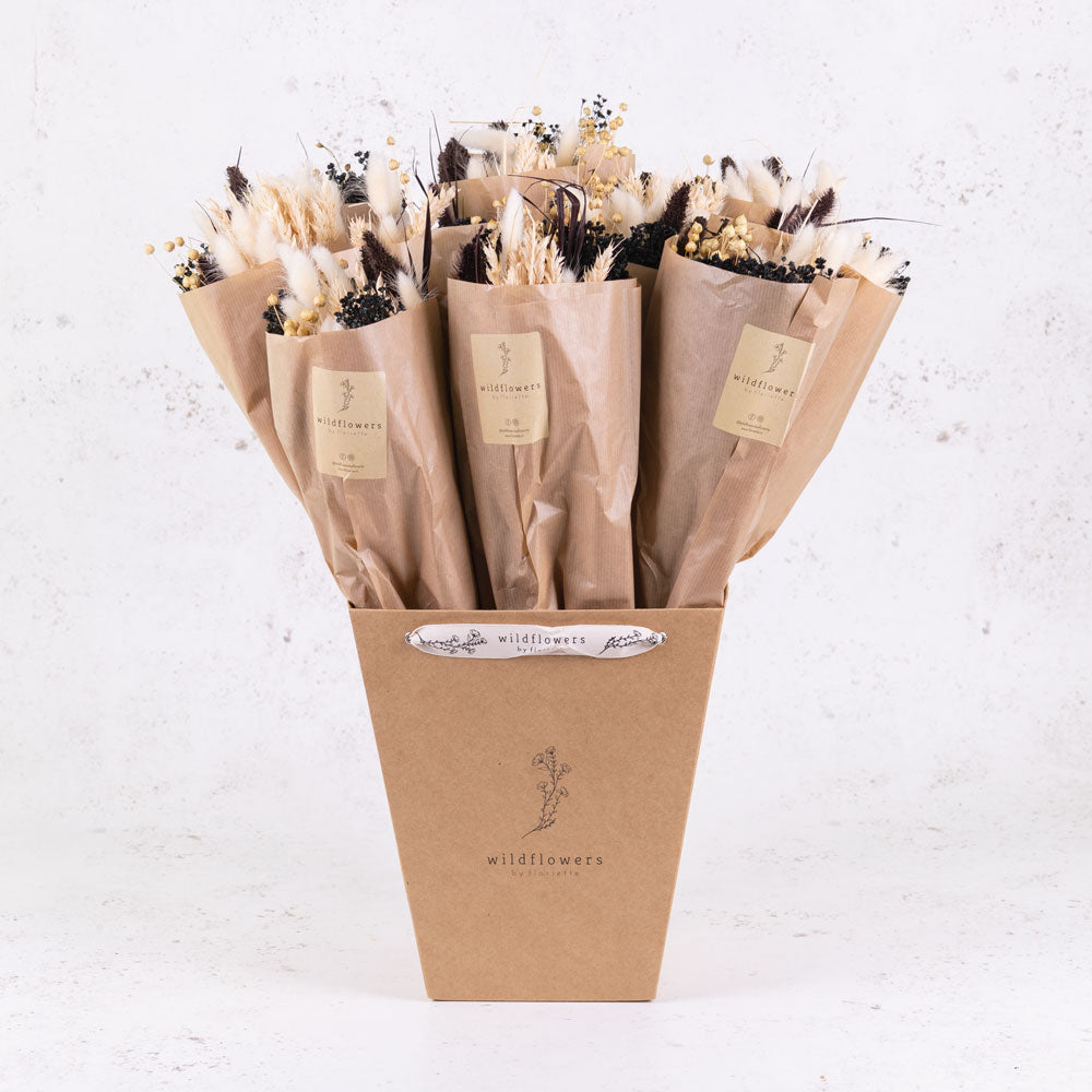 Bucket, Wildflower Bunches, Black and White