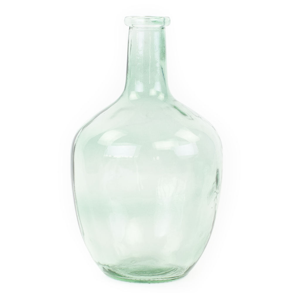 a light green glass bottle vase