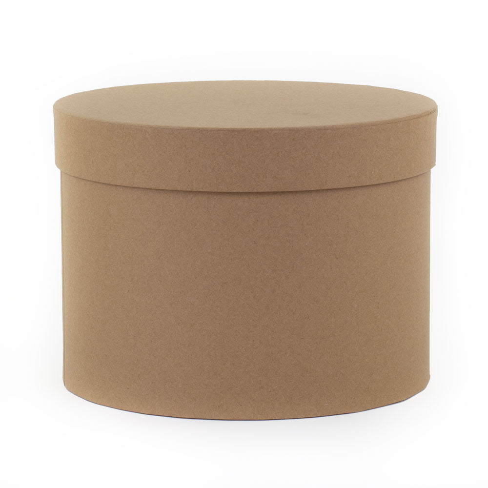 a natural coloured kraft board hat box