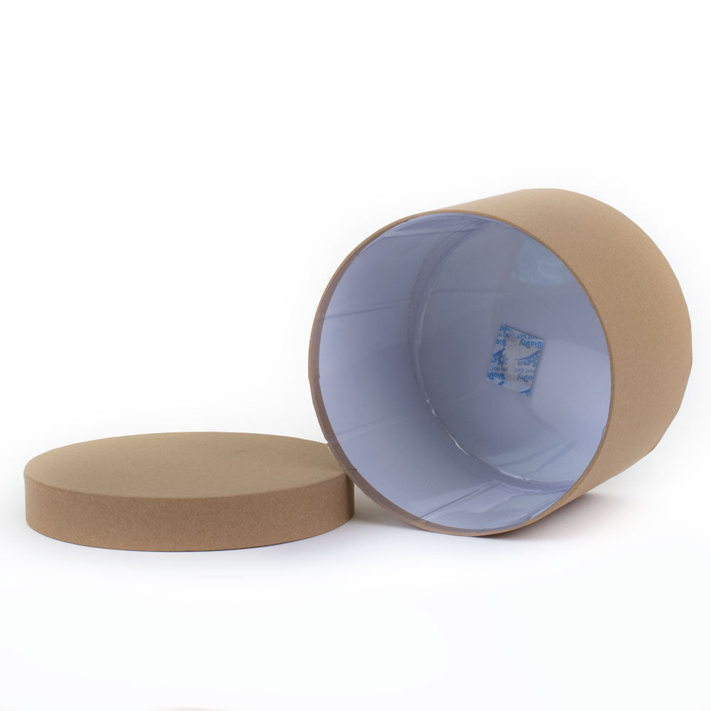 a natural coloured kraft board hat box