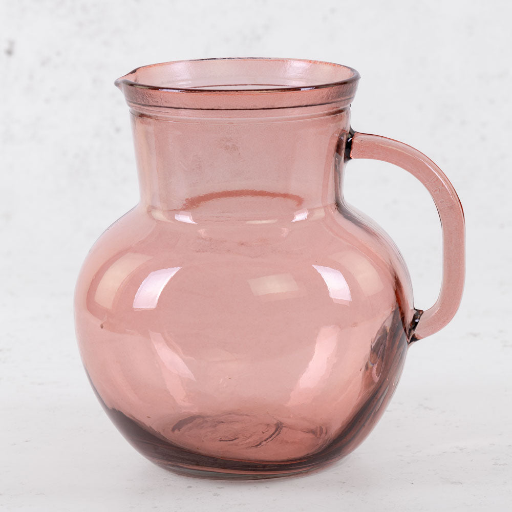 Pink Recycled Glass Jug, 2.3L, H20cm