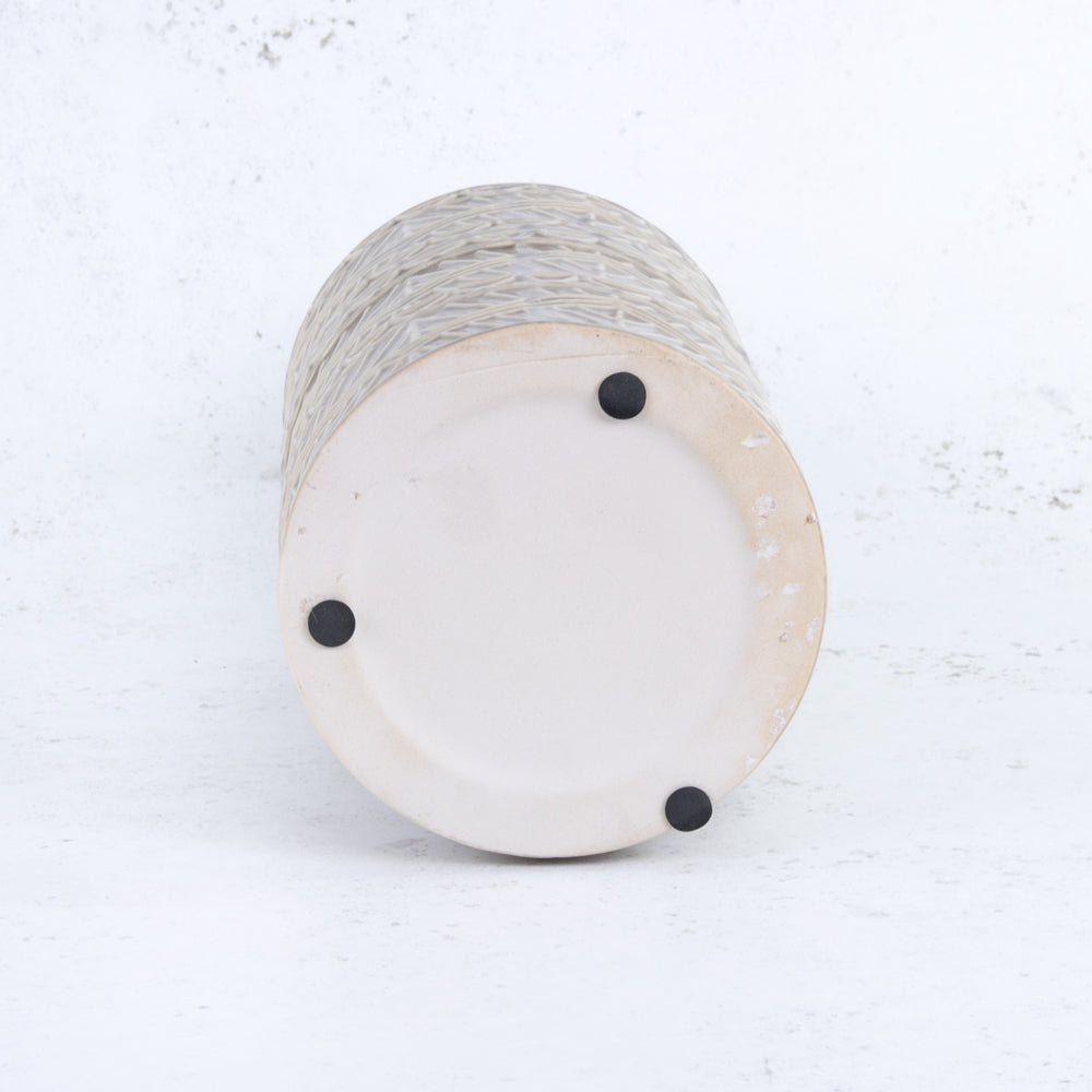 Grey Ceramic Vase with Aztec Pattern Detail, H33cm