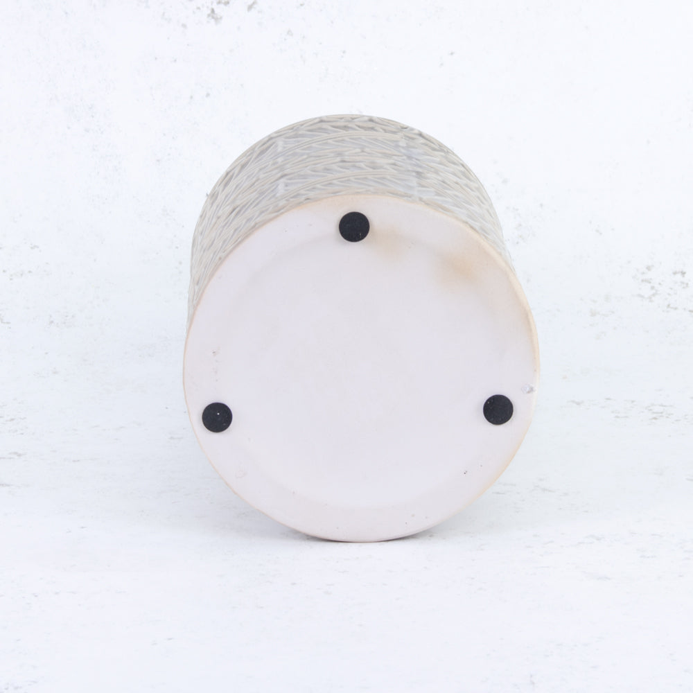 Grey Ceramic Vase with Aztec Pattern Detail, H33cm