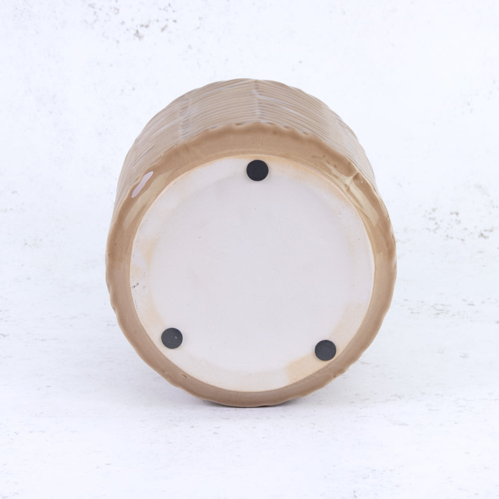 Brown Ceramic Vase with pattern detail, H30cm