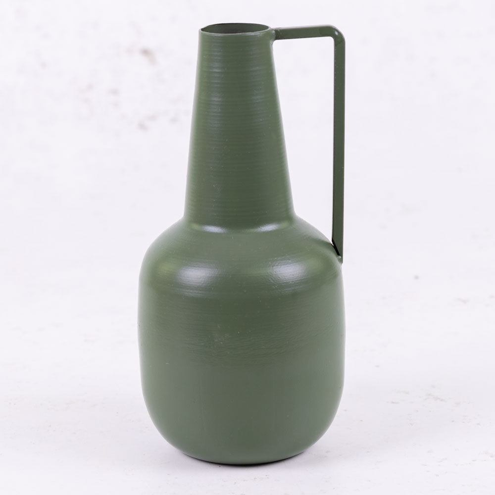 Khaki Green Iron Bottle Vase, H20cm