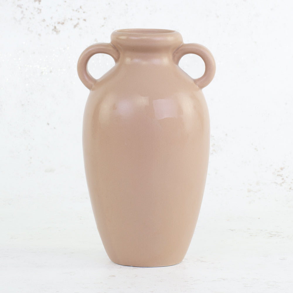 Nude Porcelain Urn Vase with 2 small handles, H20cm