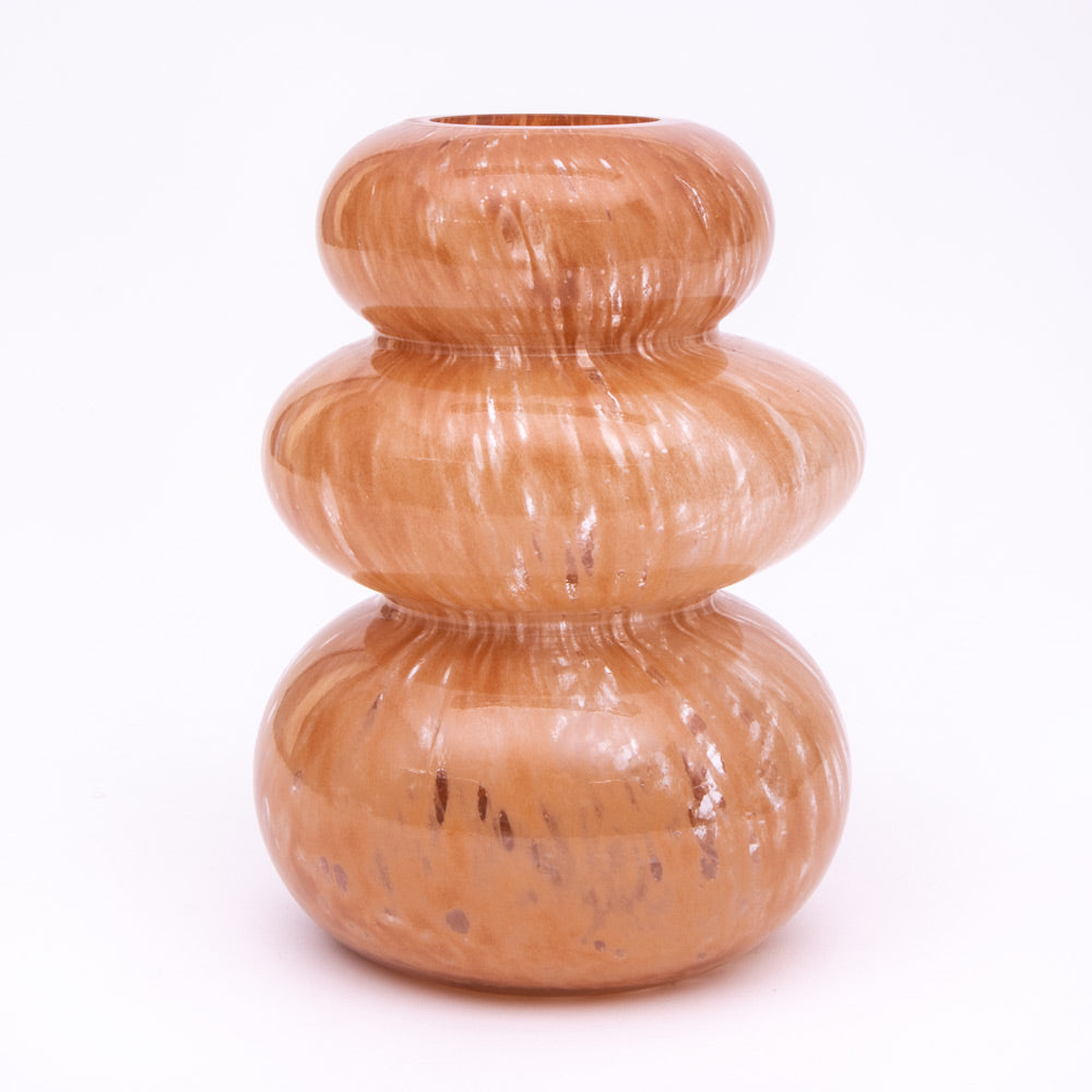 Light Brown / Orange Balancing Stone Glass Vase, H19cm