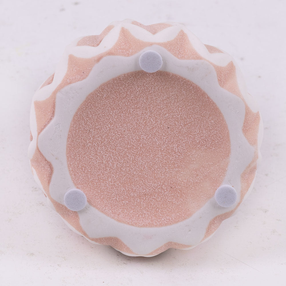 Ridged Patterned Porcelain Vase in Soft Pink, H13.3cm