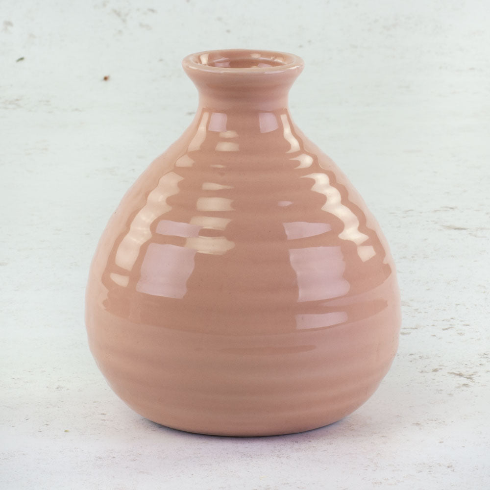 Salmon Pink Ceramic Bud Vase, H13cm