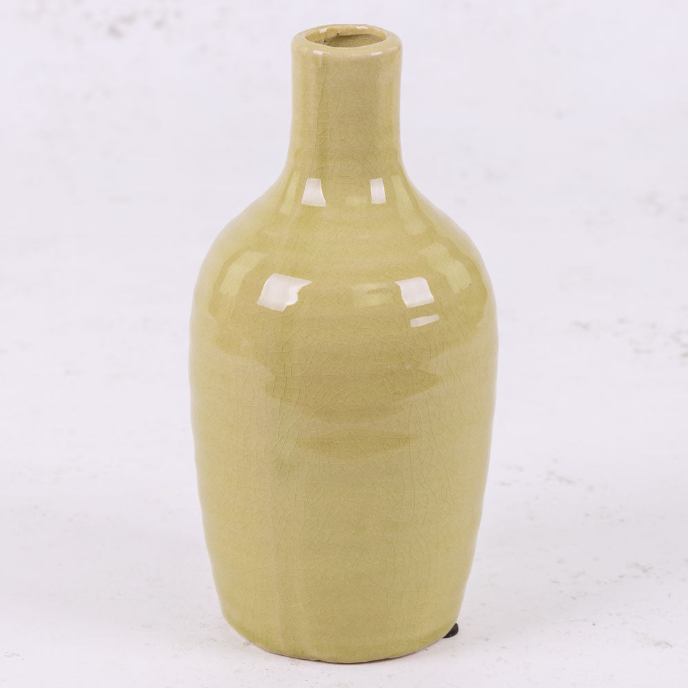 Yellow Ceramic Bottle Vase, H23cm