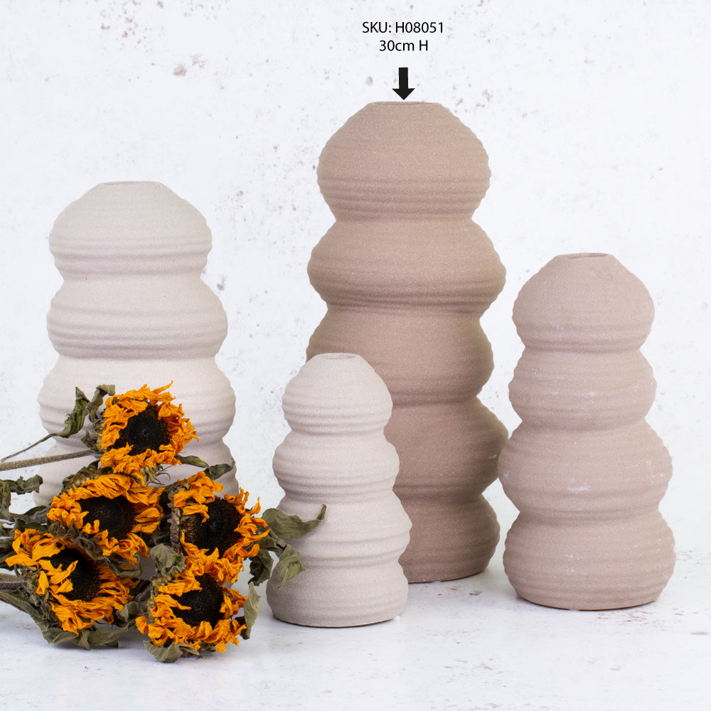 Terracotta Balancing Stone Ceramic Vase, H30cm