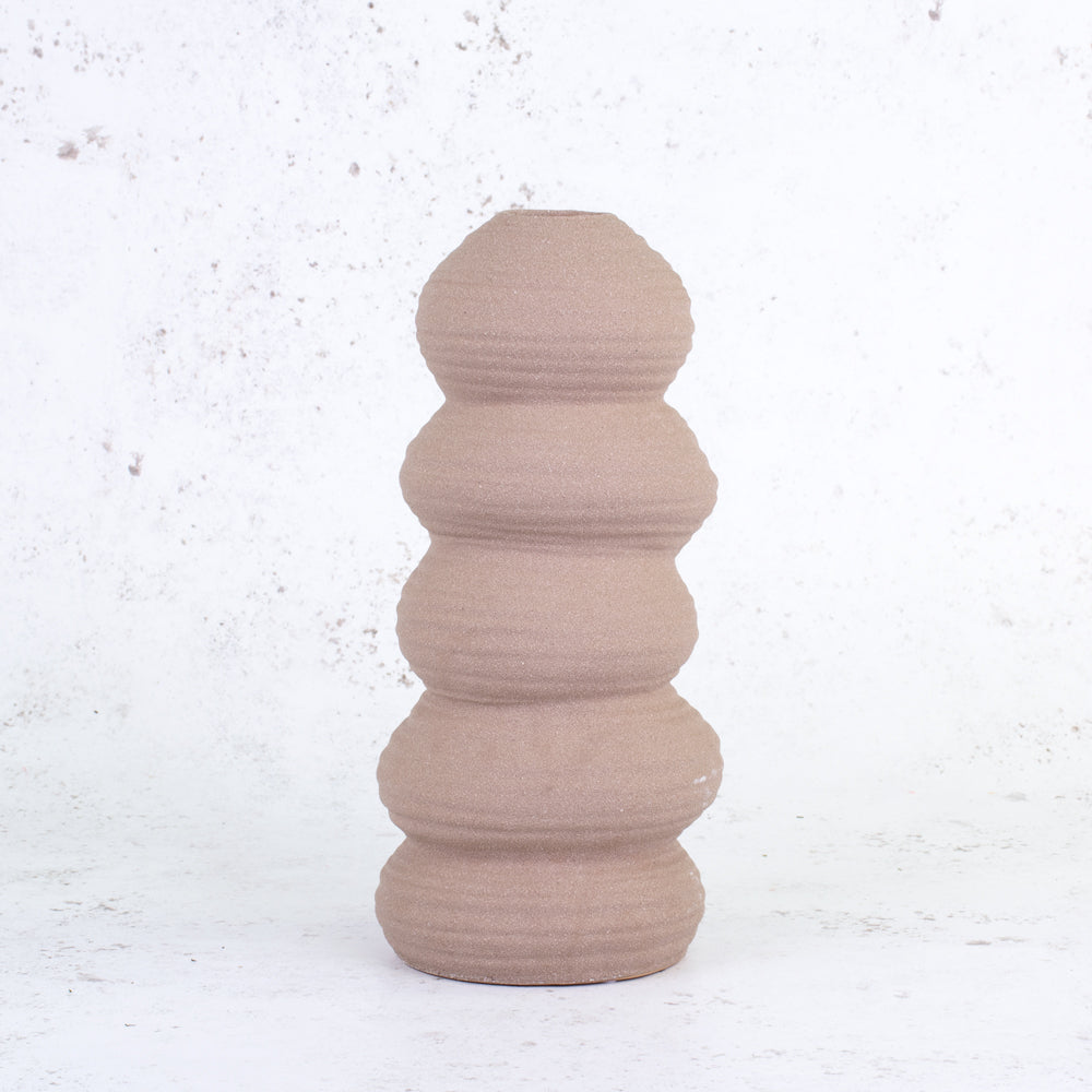 Terracotta Balancing Stone Ceramic Vase, H30cm