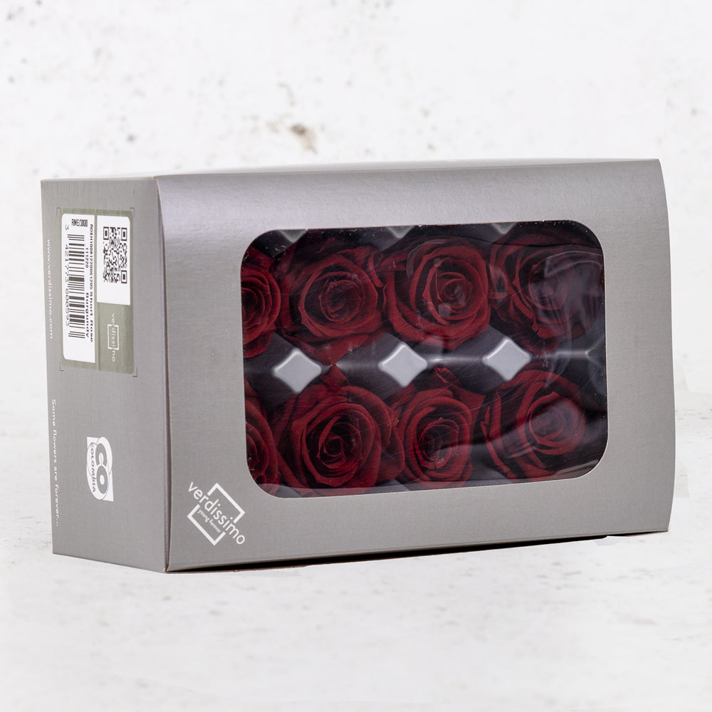 Rose Heads, Preserved, Medium, Burgundy, Box 8