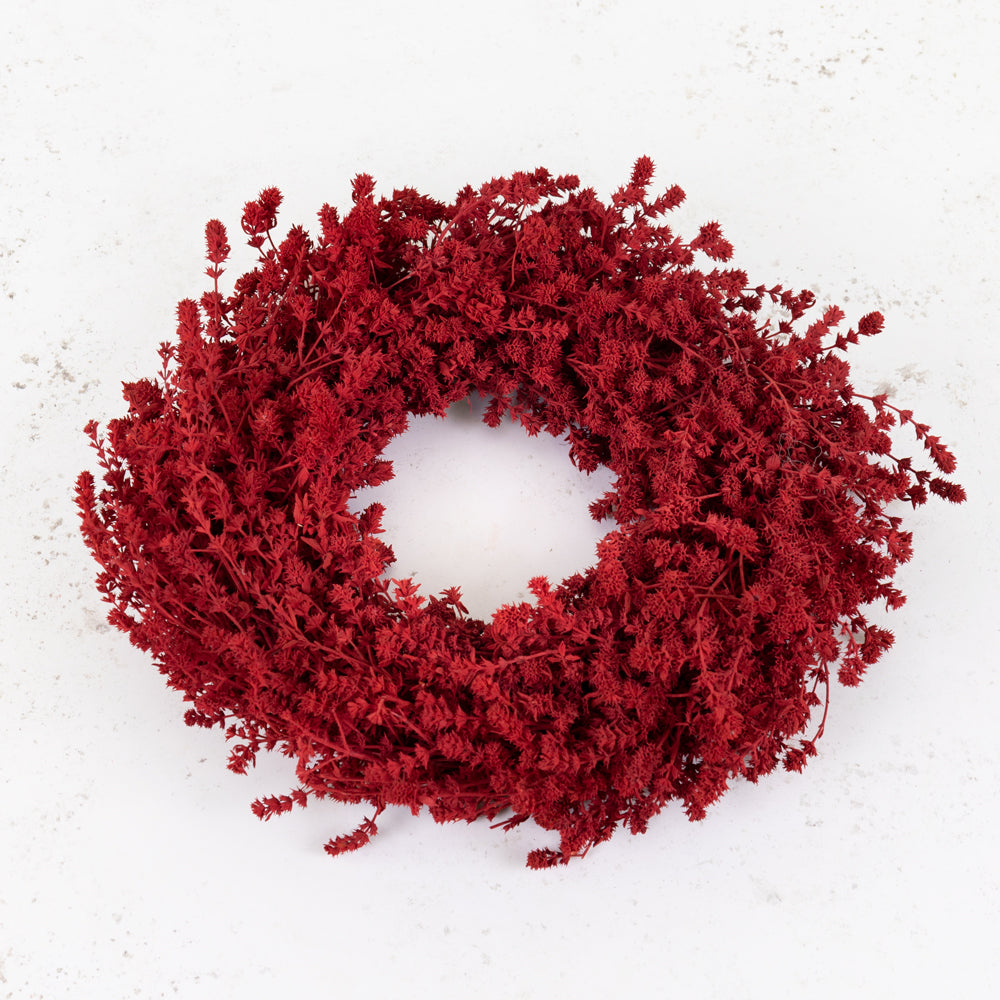 Linen Herb Wreath, Preserved, Red, 35cm