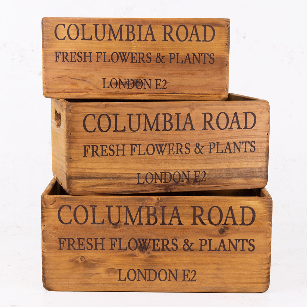 Crates, Wood, Columbia Road, Set x 3