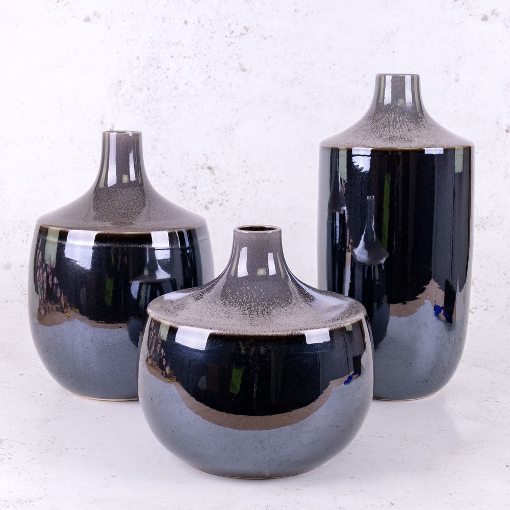Vase, Black Ceramic, 33cm