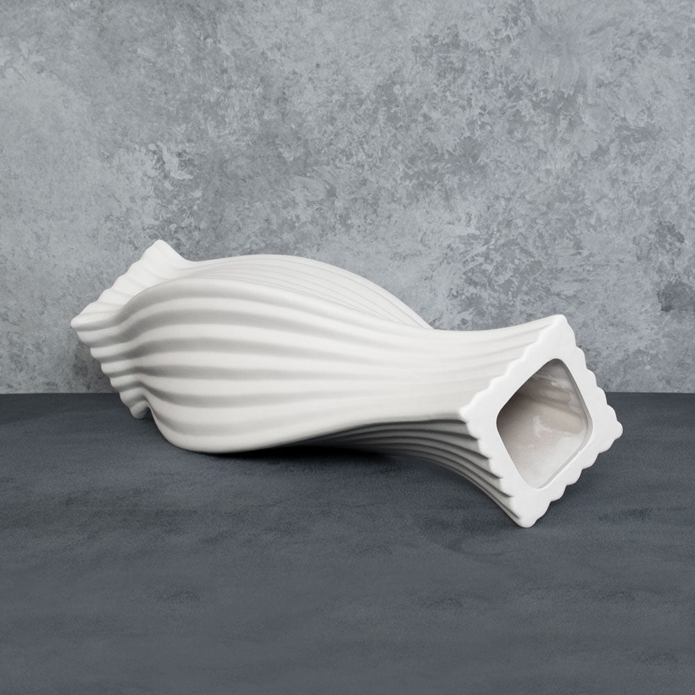 Vase, White Ceramic, Elegant Twist, 45cm