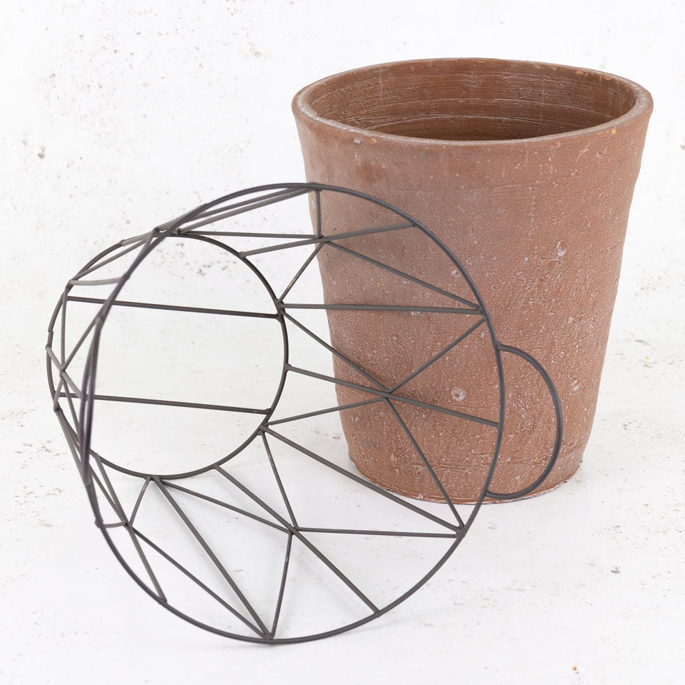 Ceramic Pot in Metal Holder, 28x33cm