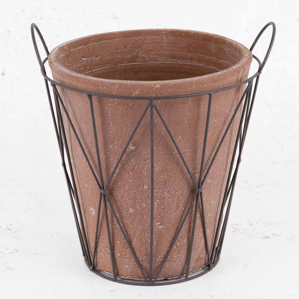 Ceramic Pot in Metal Holder, 28x33cm