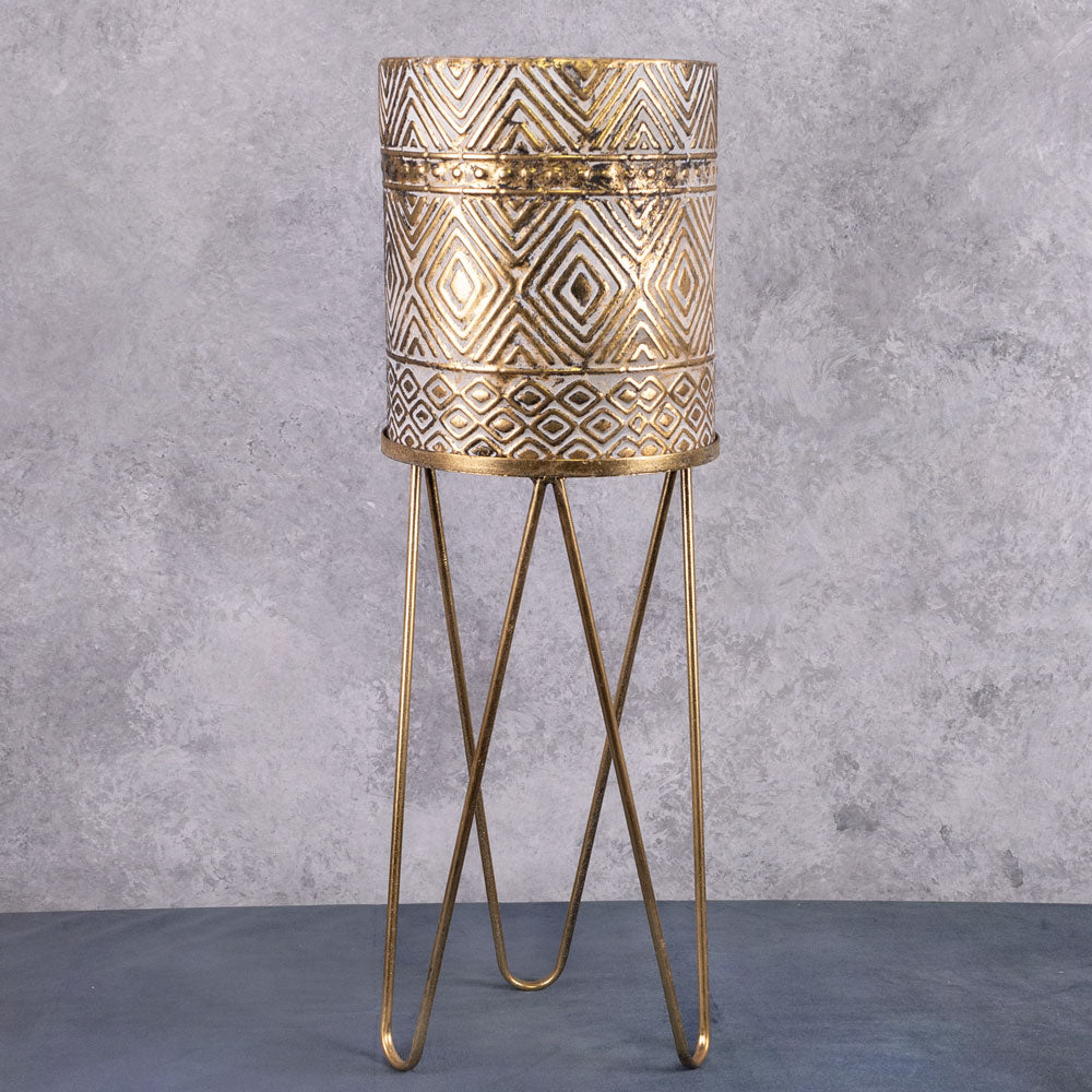 Battambang Metal Pot and Stand, 24x69.5cm