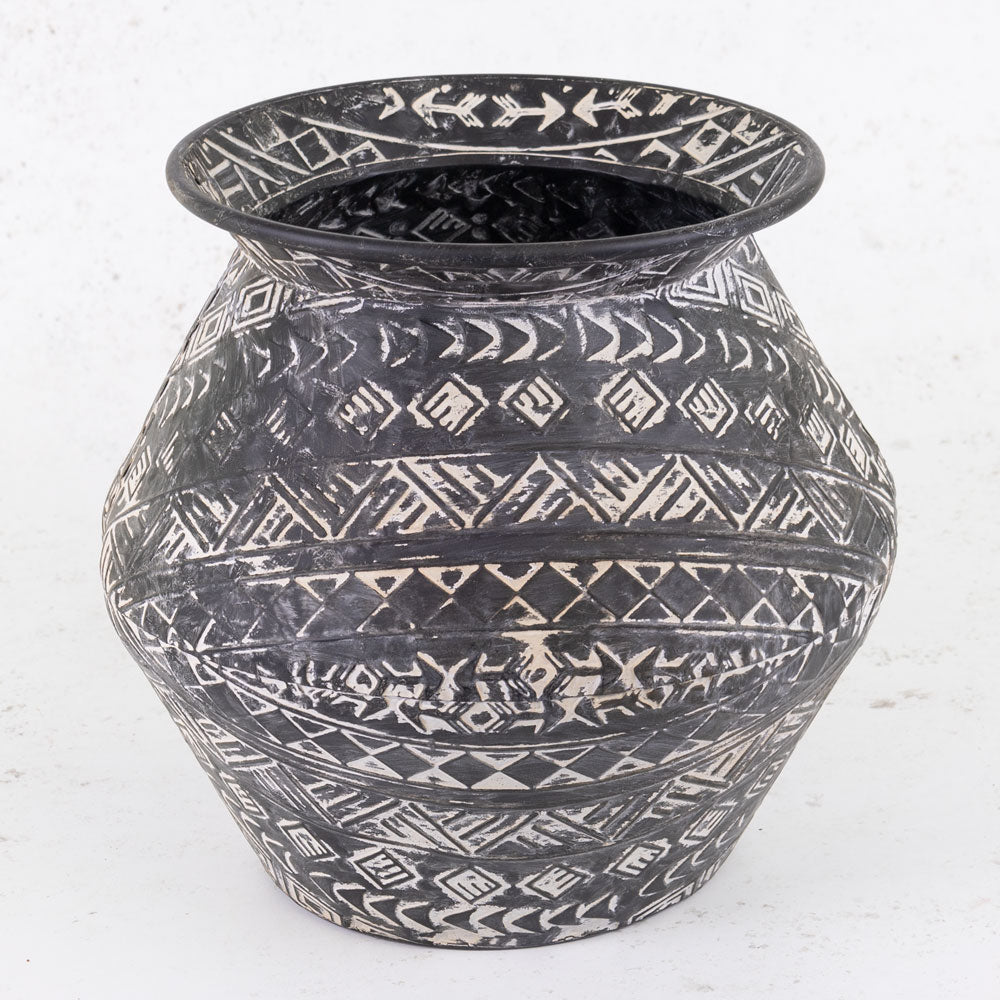 Battambang Metal Vase, Antique Black, 22x36cm